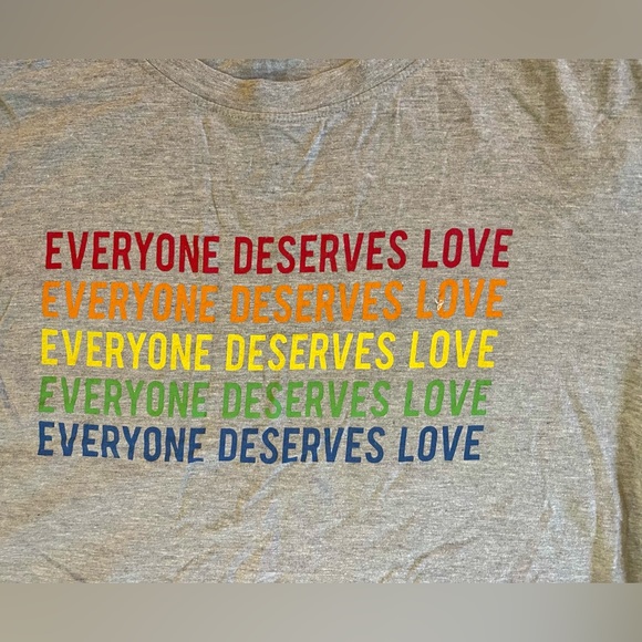 Colorful Everyone Deserves Love Cropped Gray Tee - Picture 2 of 5
